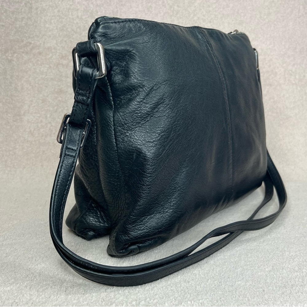Vintage Margot Leather Convertible Crossbody/Shoulder Bag Purse Black 2 Pockets - Picture 5 of 12